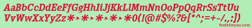 Heptal Bold Italic-Schriftart – Rote Schriften auf grünem Hintergrund