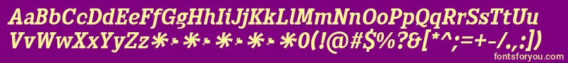 Heptal Bold Italic-Schriftart – Gelbe Schriften auf violettem Hintergrund