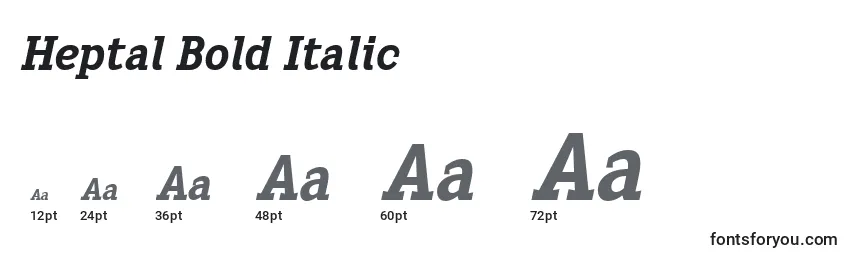 Tamanhos de fonte Heptal Bold Italic