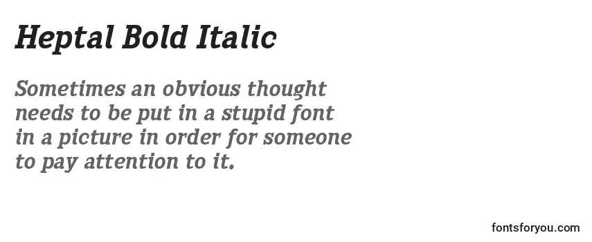 Przegląd czcionki Heptal Bold Italic