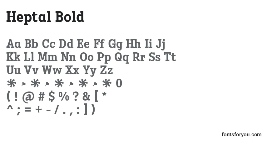 Fuente Heptal Bold - alfabeto, números, caracteres especiales