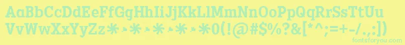 フォントHeptal Bold – 黄色い背景に緑の文字