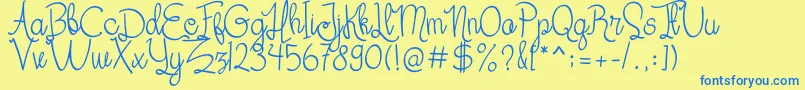 Her Garden Font – Blue Fonts on Yellow Background