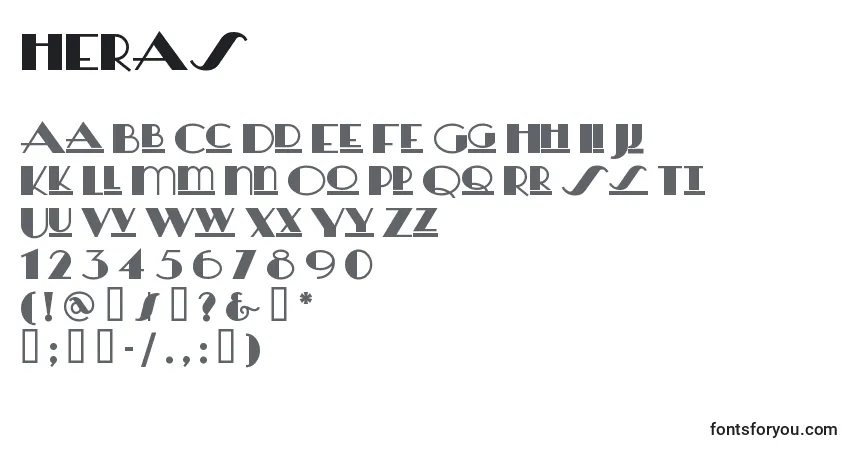 Шрифт HERAS    (129450) – алфавит, цифры, специальные символы