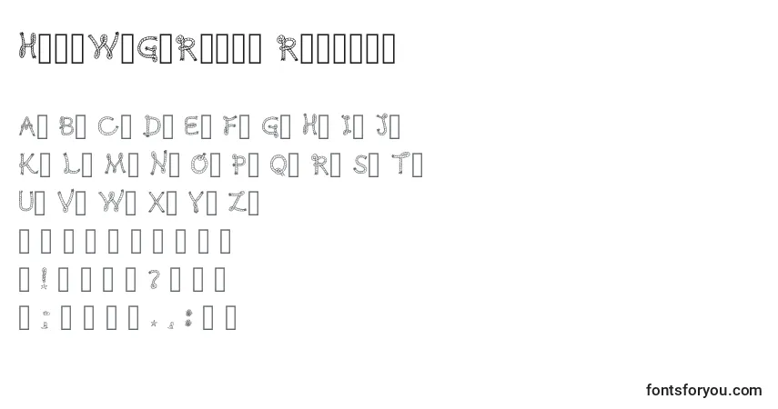 Czcionka HereWeGoRodeo Regular – alfabet, cyfry, specjalne znaki