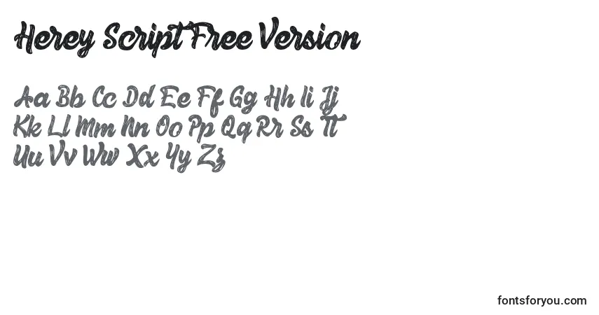 Schriftart Herey Script Free Version – Alphabet, Zahlen, spezielle Symbole