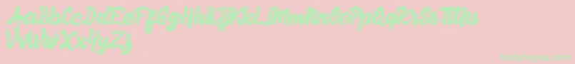 Herey Script Free Version Font – Green Fonts on Pink Background