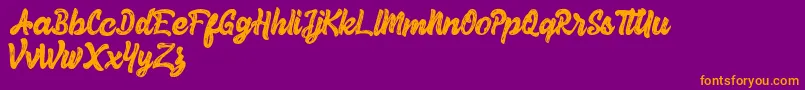 Herey Script Free Version Font – Orange Fonts on Purple Background