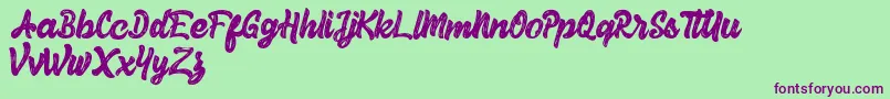 Herey Script Free Version Font – Purple Fonts on Green Background