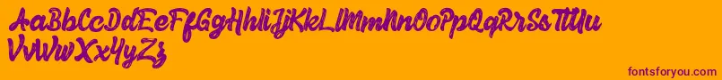 Herey Script Free Version Font – Purple Fonts on Orange Background
