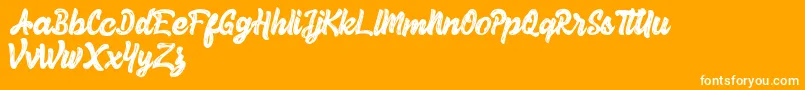 Herey Script Free Version Font – White Fonts on Orange Background