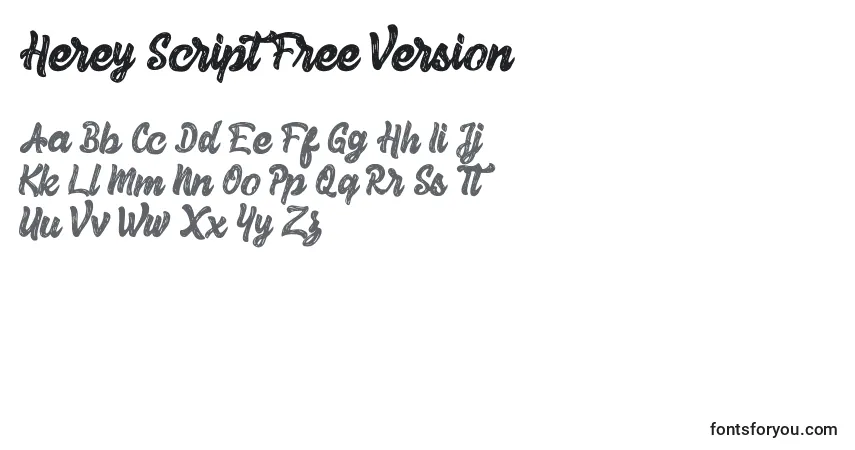 Fuente Herey Script Free Version (129458) - alfabeto, números, caracteres especiales