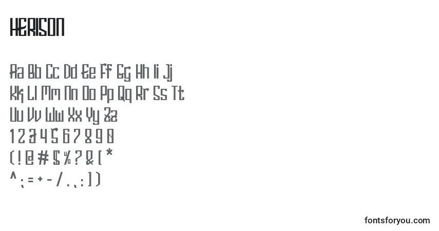 Шрифт HERISON – алфавит, цифры, специальные символы