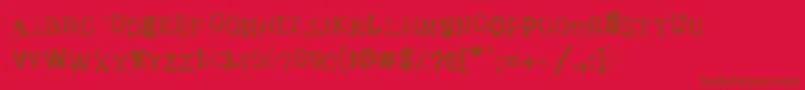 フォントTract – 赤い背景に茶色の文字