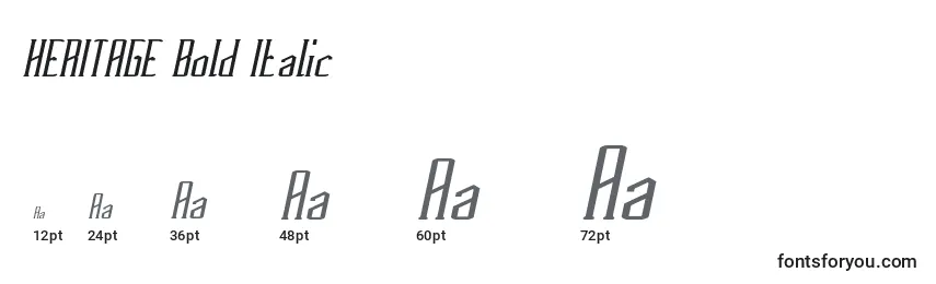 Größen der Schriftart HERITAGE Bold Italic