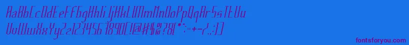 Czcionka HERITAGE Italic – fioletowe czcionki na niebieskim tle