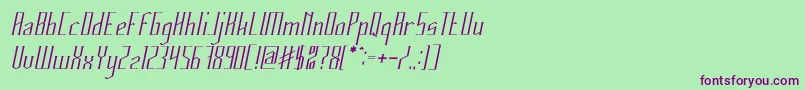 Fonte HERITAGE Italic – fontes roxas em um fundo verde