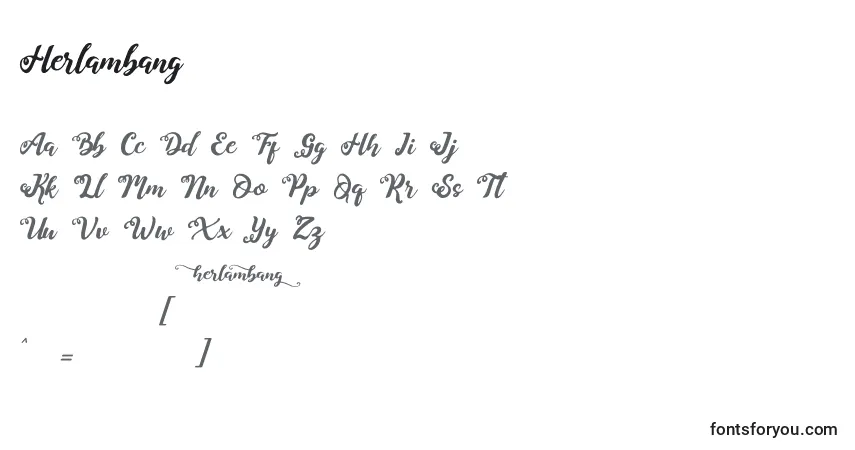 A fonte Herlambang – alfabeto, números, caracteres especiais