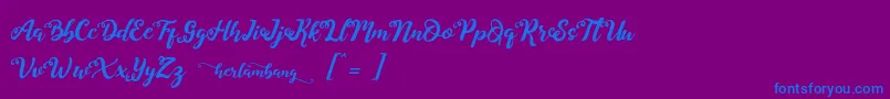 Herlambang-Schriftart – Blaue Schriften auf violettem Hintergrund