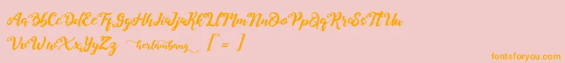 Herlambang-Schriftart – Orangefarbene Schriften auf rosa Hintergrund