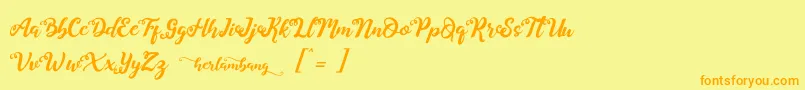 Herlambang-Schriftart – Orangefarbene Schriften auf gelbem Hintergrund