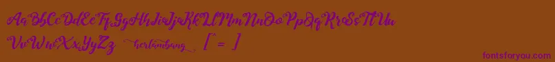 Herlambang-Schriftart – Violette Schriften auf braunem Hintergrund