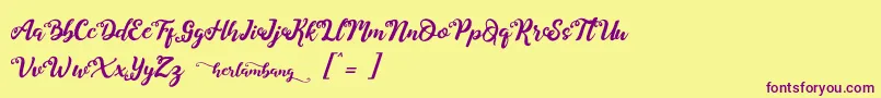 More about Herlambang Font Herlambang Font – Purple Fonts on Yellow Background