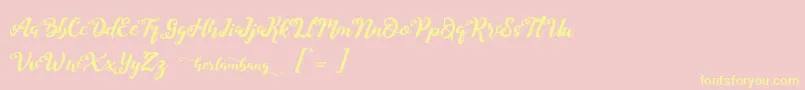 Herlambang-Schriftart – Gelbe Schriften auf rosa Hintergrund