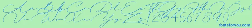 Herlyna-Schriftart – Blaue Schriften auf grünem Hintergrund
