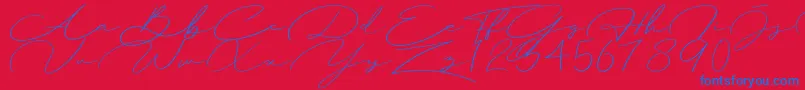 Herlyna-Schriftart – Blaue Schriften auf rotem Hintergrund