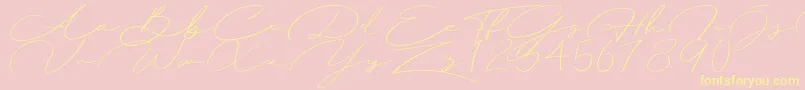 Herlyna-Schriftart – Gelbe Schriften auf rosa Hintergrund