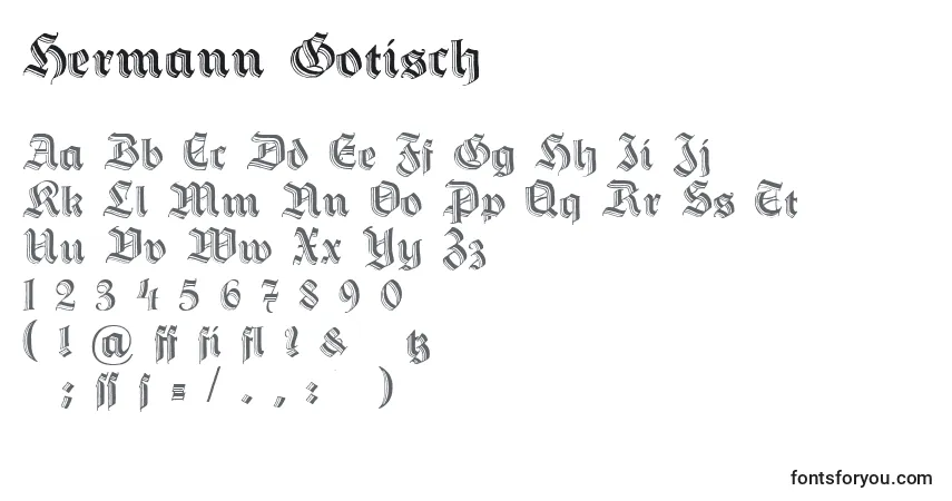 A fonte Hermann Gotisch – alfabeto, números, caracteres especiais