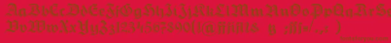 フォントHermann Gotisch – 赤い背景に茶色の文字