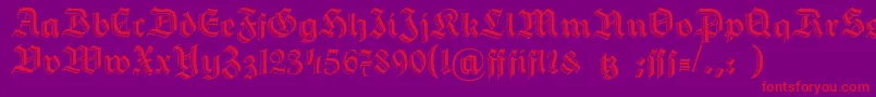 Hermann Gotisch-Schriftart – Rote Schriften auf violettem Hintergrund