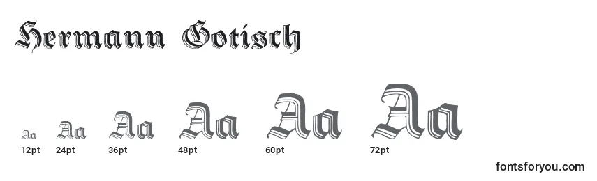 Размеры шрифта Hermann Gotisch