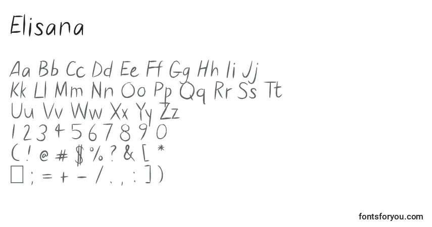 Шрифт Elisana – алфавит, цифры, специальные символы