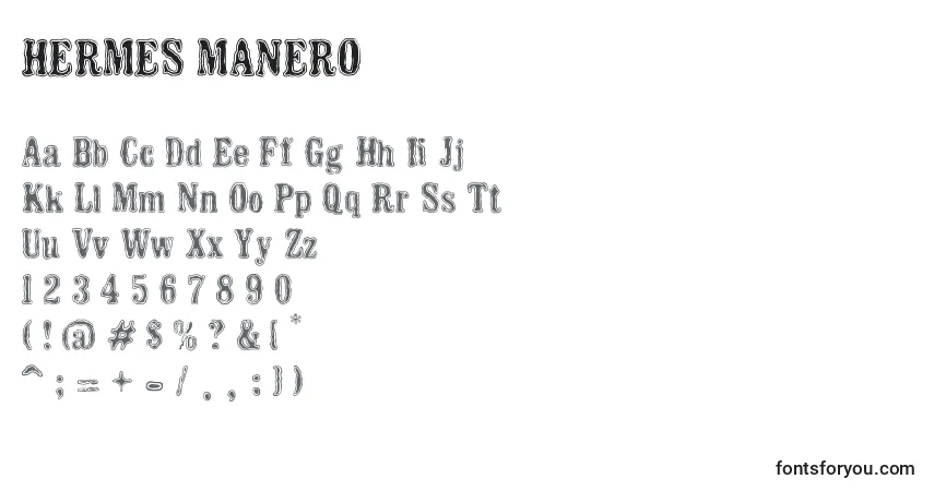 A fonte HERMES MANERO – alfabeto, números, caracteres especiais