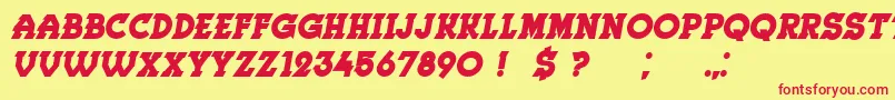 フォントHerne BoldItalic – 赤い文字の黄色い背景