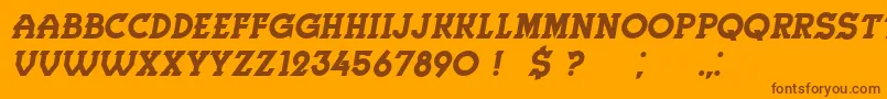 Herne Italic-Schriftart – Braune Schriften auf orangefarbenem Hintergrund