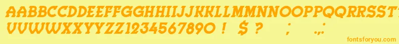 Herne Italic-fontti – oranssit fontit keltaisella taustalla