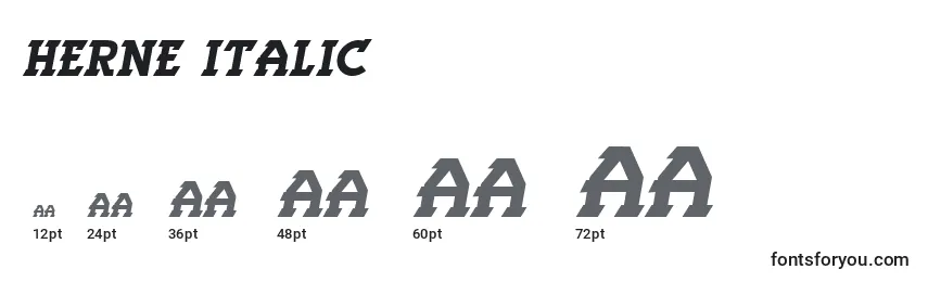 Размеры шрифта Herne Italic