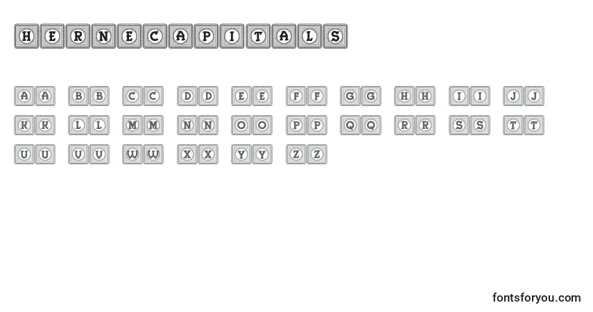 A fonte HerneCapitals – alfabeto, números, caracteres especiais