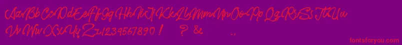 Hero Polpen-fontti – punaiset fontit violetilla taustalla