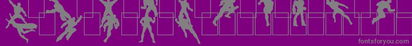 HeRoez-fontti – harmaat kirjasimet violetilla taustalla