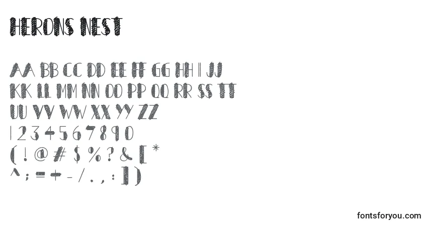 Schriftart Herons Nest – Alphabet, Zahlen, spezielle Symbole
