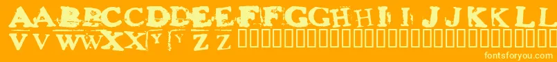 Fonte HEROS    – fontes amarelas em um fundo laranja