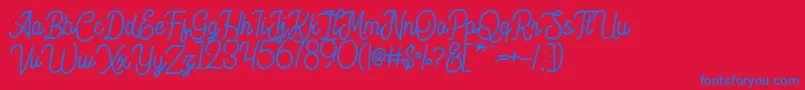 Hesland Demo Font – Blue Fonts on Red Background
