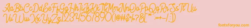 Hesland Demo Font – Orange Fonts on Pink Background
