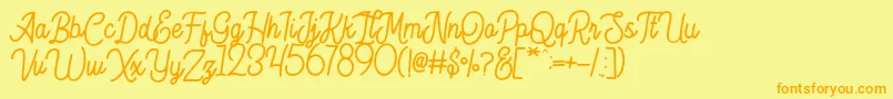 Hesland Demo Font – Orange Fonts on Yellow Background