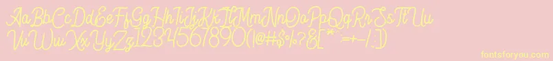 Hesland Demo Font – Yellow Fonts on Pink Background